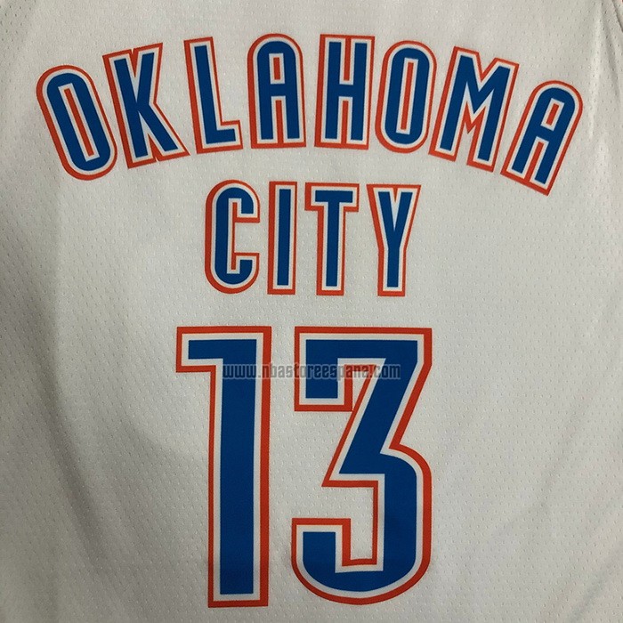 Camiseta Oklahoma City Thunder Paul George NO 13 Association Blanco
